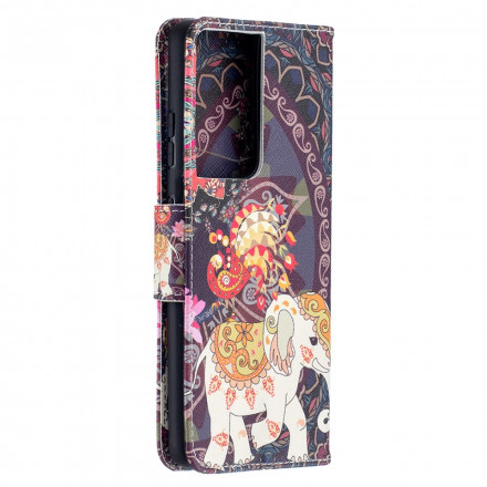 Housse Samsung Galaxy S21 Ultra 5G Mandala Éléphants Ethniques Housse Samsung Galaxy S21 Ultra 5G Mandala Éléphants Ethniques