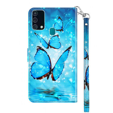 Housse Samsung Galaxy A32 5G Light Spot Papillons Bleus Volants Housse Samsung Galaxy A32 5G Light Spot Papillons Bleus Volants