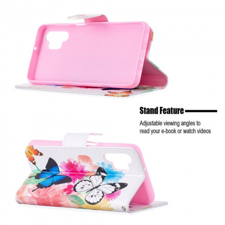 Housse Samsung Galaxy A32 5G Papillons et Fleurs Peints