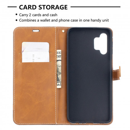 Housse Samsung Galaxy A32 5G Tissu et Effet Cuir à Lanière