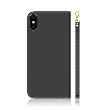 Housse iPhone XS Simili Cuir Couverture Miroir Housse iPhone XS Simili Cuir Couverture Miroir