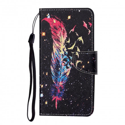 Housse Samsung Galaxy A12 Plume Colorée à Lanière Housse Samsung Galaxy A12 Plume Colorée à Lanière