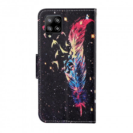 Housse Samsung Galaxy A12 Plume Colorée à Lanière Housse Samsung Galaxy A12 Plume Colorée à Lanière