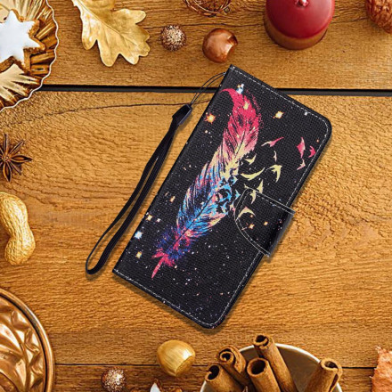 Housse Samsung Galaxy A12 Plume Colorée à Lanière Housse Samsung Galaxy A12 Plume Colorée à Lanière