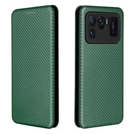 Flip Cover Xiaomi Mi 11 Ultra Fibre Carbone avec Anneau Support