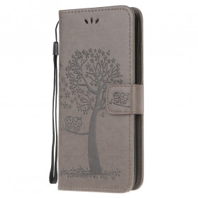Housse Samsung Galaxy XCover 5 Arbre et Hiboux à Lanière