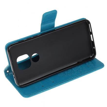 Housse Moto G9 Play Papillons et Fleurs à Lanière