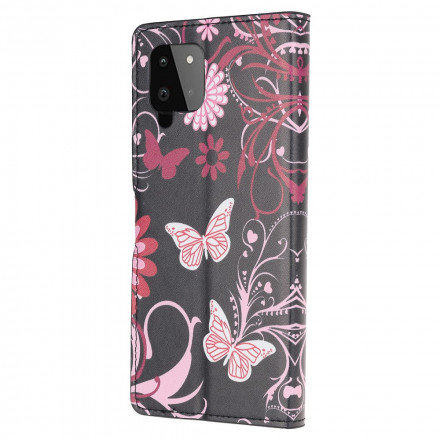 Housse Samsung Galaxy A22 4G Papillons et Fleurs