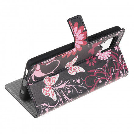 Housse Samsung Galaxy A22 4G Papillons et Fleurs