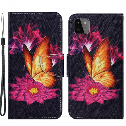 Housse Samsung Galaxy A22 5G Papillon et Lotus Housse Samsung Galaxy A22 5G Papillon et Lotus