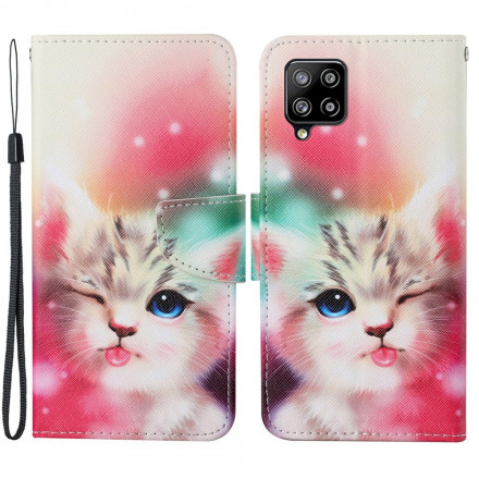 Housse Samsung Galaxy A22 4G Cutie Cat avec Lanière Housse Samsung Galaxy A22 4G Cutie Cat avec Lanière