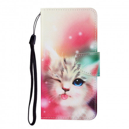 Housse Samsung Galaxy A22 4G Cutie Cat avec Lanière Housse Samsung Galaxy A22 4G Cutie Cat avec Lanière