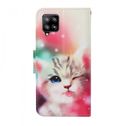 Housse Samsung Galaxy A22 4G Cutie Cat avec Lanière Housse Samsung Galaxy A22 4G Cutie Cat avec Lanière