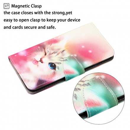 Housse Samsung Galaxy A22 4G Cutie Cat avec Lanière Housse Samsung Galaxy A22 4G Cutie Cat avec Lanière
