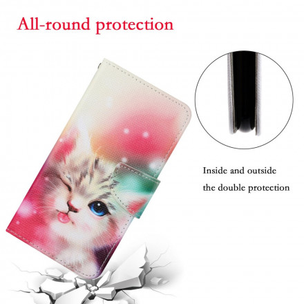 Housse Samsung Galaxy A22 4G Cutie Cat avec Lanière Housse Samsung Galaxy A22 4G Cutie Cat avec Lanière