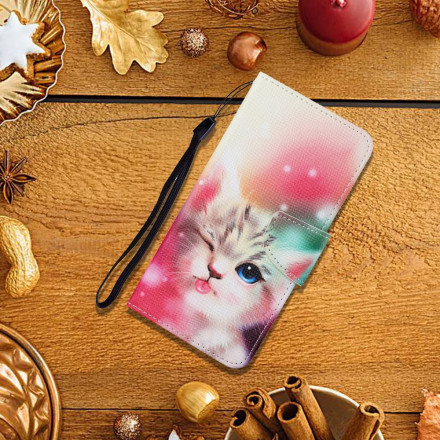 Housse Samsung Galaxy A22 4G Cutie Cat avec Lanière Housse Samsung Galaxy A22 4G Cutie Cat avec Lanière