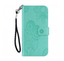 Housse Samsung Galaxy A22 5G Hibou Mandala et Lanière