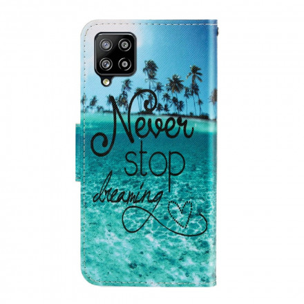 Housse Samsung Galaxy A22 4G Never Stop Dreaming Marine à Lanière Housse Samsung Galaxy A22 4G Never Stop Dreaming Marine à Lanière