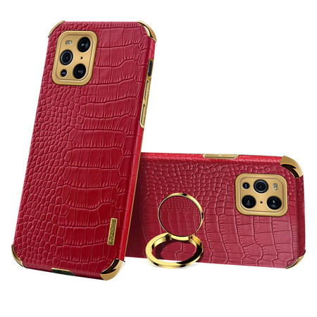 Coque Oppo Find X3 / X3 Pro X-CASE Effet Peau Crocodile