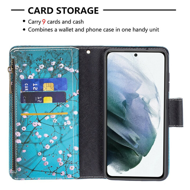 Housse Samsung Galaxy S21 FE Poche Zippée Arbre