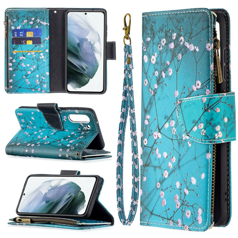 Housse Samsung Galaxy S21 FE Poche Zippée Arbre
