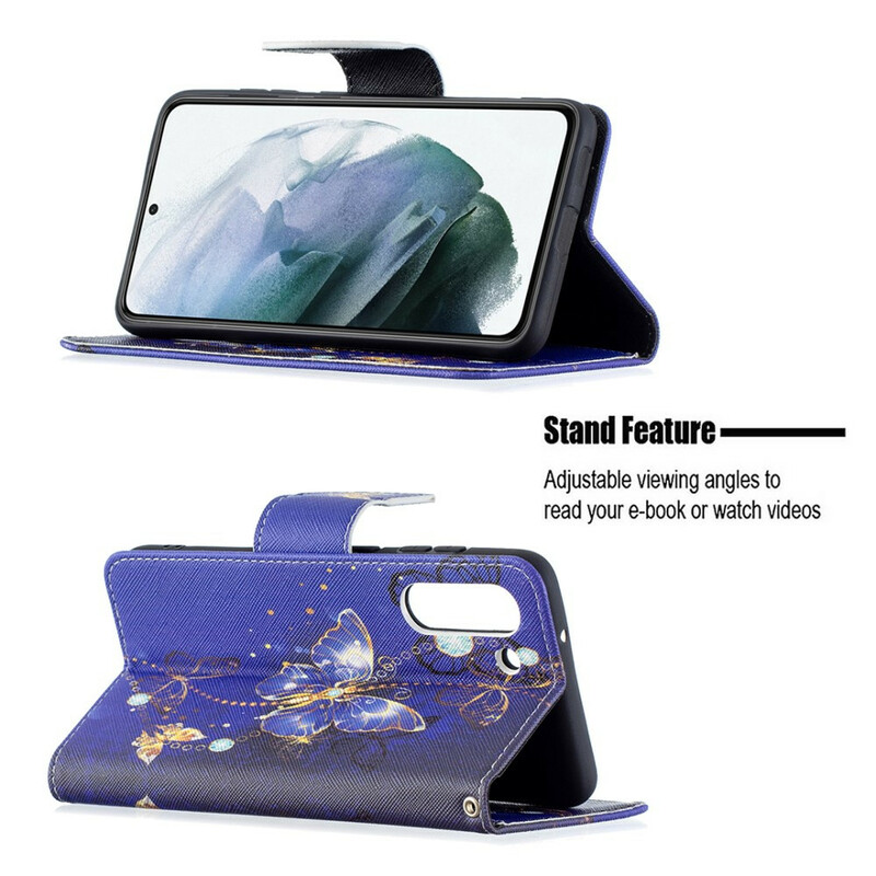 Housse Samsung Galaxy S21 FE Papillons Rois