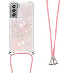 Coque Samsung Galaxy S21 FE Paillettes et Cordon
