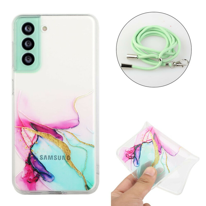 Coque Samsung Galaxy S21 FE à Cordon Marbre