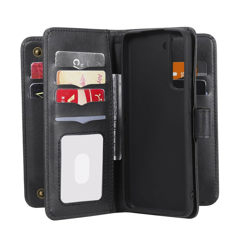 Housse Samsung Galaxy S21 FE Simili Cuir 10 Porte-Cartes Housse Samsung Galaxy S21 FE Simili Cuir 10 Porte-Cartes