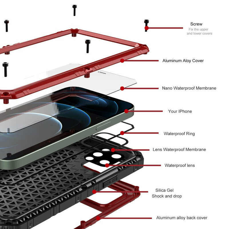 Coque iPhone 12 Pro Max Waterproof Super Résistante Métal Coque iPhone 12 Pro Max Waterproof Super Résistante Métal