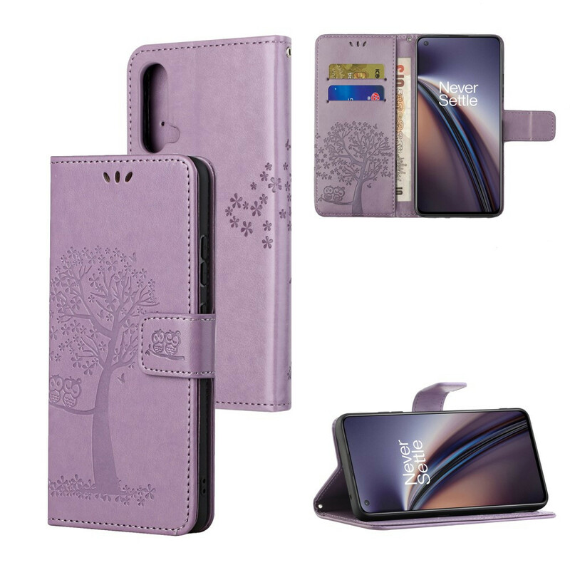 Housse OnePlus Nord CE 5G Arbre et Hiboux à Lanière