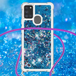 Coque Samsung Galaxy A21s Paillettes avec Cordon
