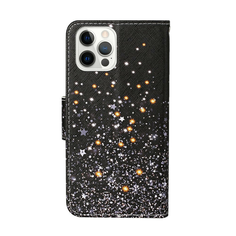 Housse iPhone 13 Pro Étoiles et Paillettes avec Lanière Housse iPhone 13 Pro Étoiles et Paillettes avec Lanière