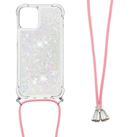 Coque iPhone 13 Pro Paillettes avec Cordon