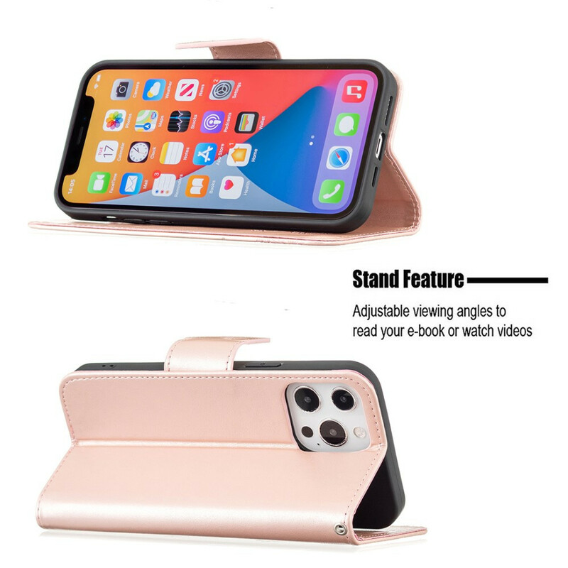 Housse iPhone 13 Pro Papillons Imprimés à Lanière