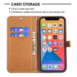 Housse iPhone 13 Pro Tissu et Effet Cuir à Lanière