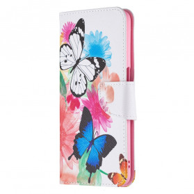 Housse Oppo A54 5G / A74 5G Papillons et Fleurs Peints