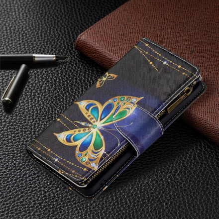 Housse Oppo A94 5G Poche Zippée Papillons