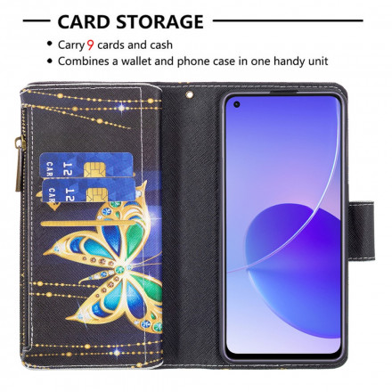 Housse Oppo Reno 6 5G Poche Zippée Papillons Housse Oppo Reno 6 5G Poche Zippée Papillons