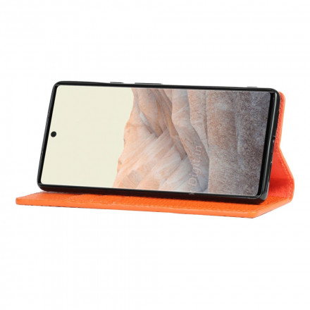 Flip Cover Google Pixel 6 Cuir Litchi Véritable à Lanière Flip Cover Google Pixel 6 Cuir Litchi Véritable à Lanière
