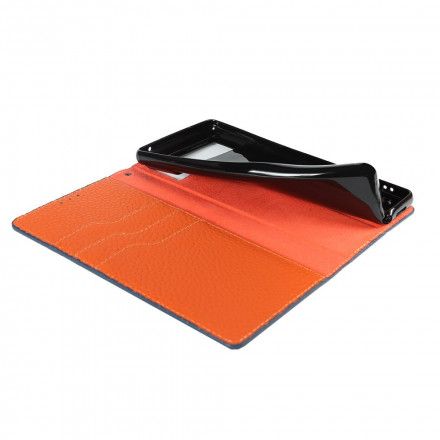 Flip Cover Google Pixel 6 Cuir Litchi Véritable à Lanière Flip Cover Google Pixel 6 Cuir Litchi Véritable à Lanière