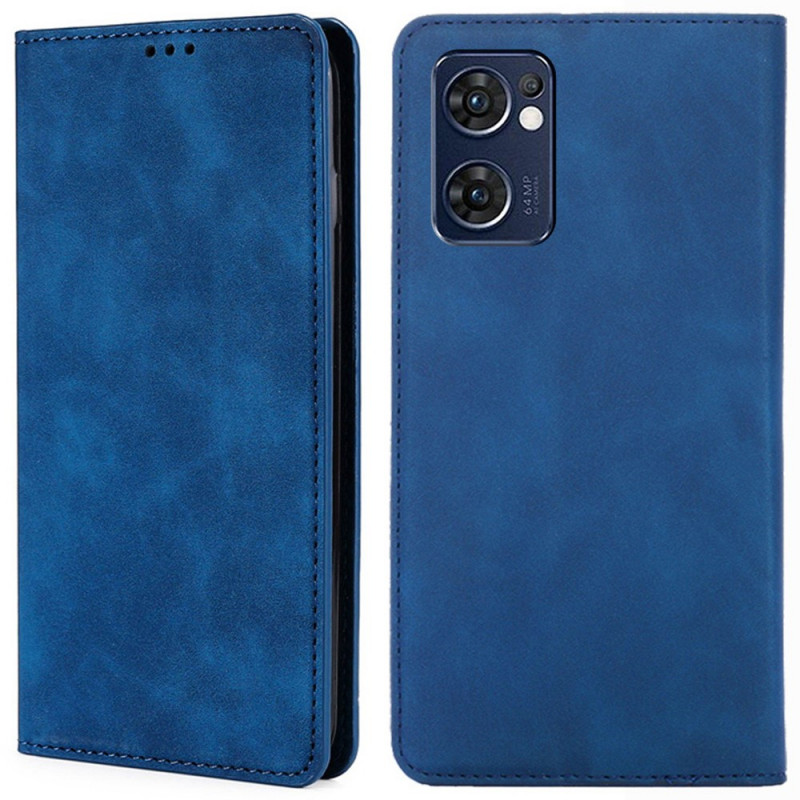 Flip Cover Oppo Find X5 Lite Skin-Touch Effet Cuir