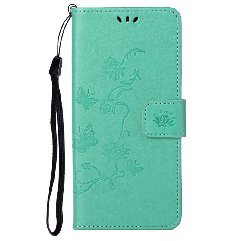 Housse Google Pixel 6A Fleurs et Papillons à Lanière