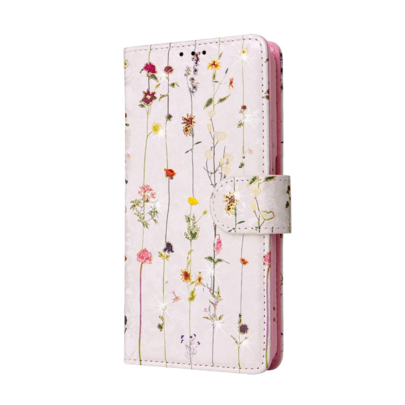Housse Samsung Galaxy S23 Plus 5G Fleurs RFID avec Lanière