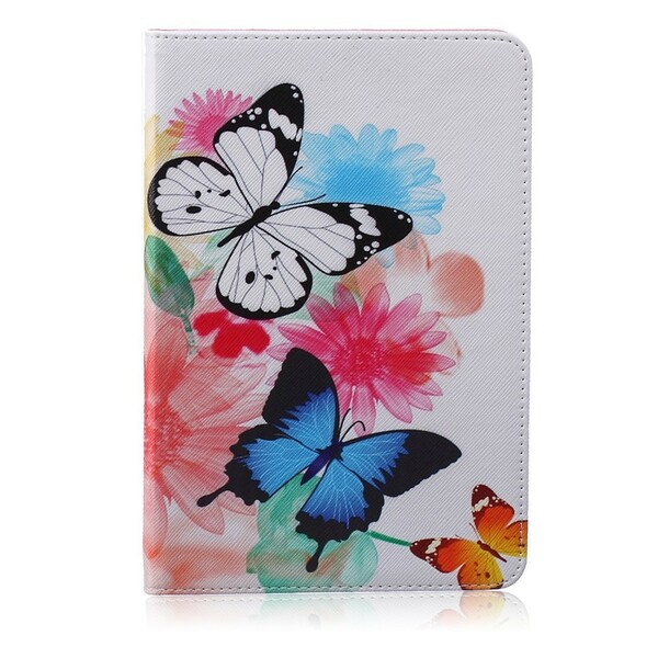Housse iPad Mini 3 / 2 / 1 Papillons et Fleurs Peints
