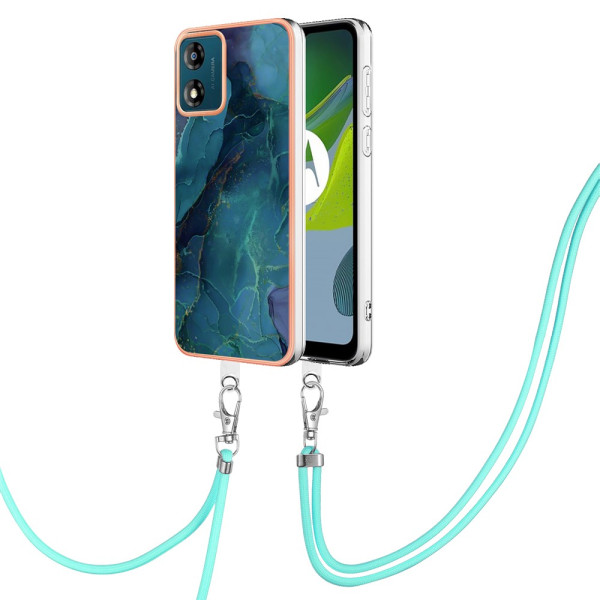 Coque Moto E13 à Cordon Style Marbre