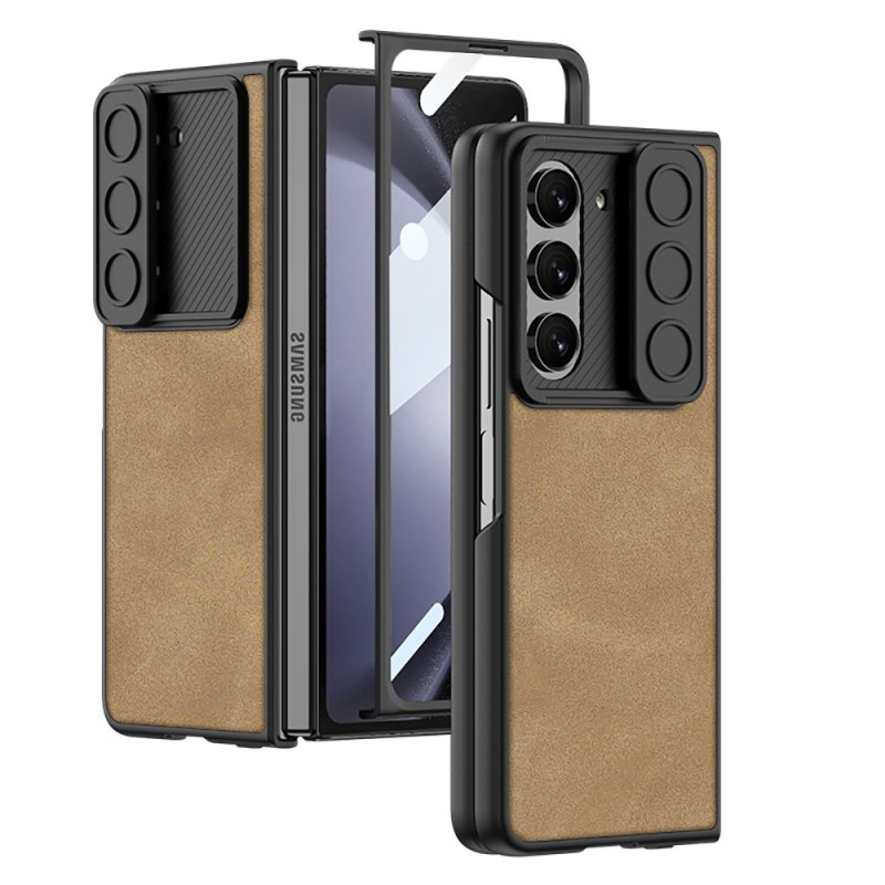 Coque Samsung Galaxy Z Fold 5 Effet Cuir et Protection Écran GKK