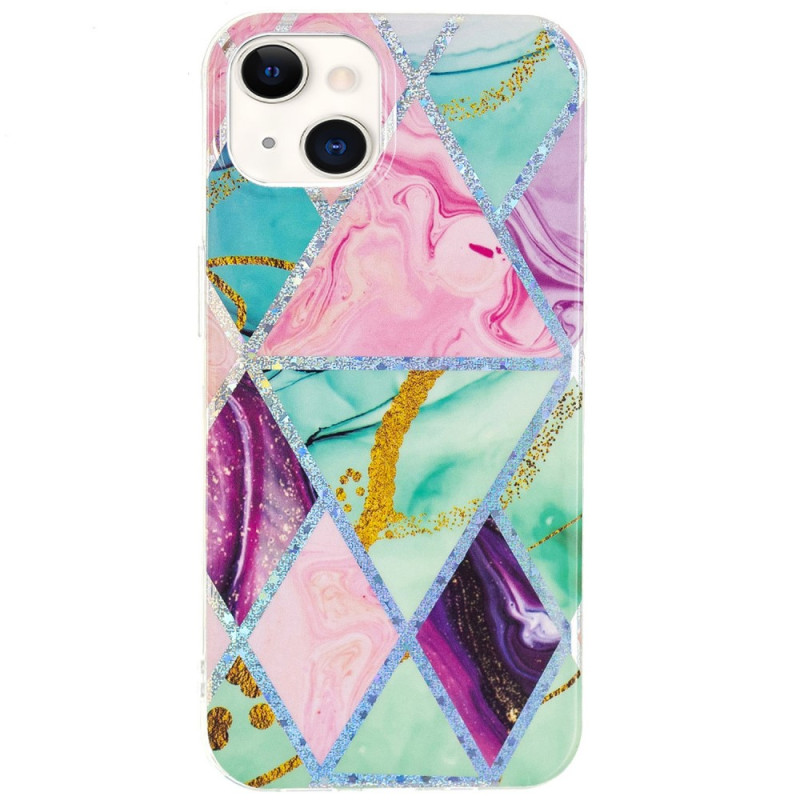 Coque iPhone 15 Plus Marbre Géométrique Flashy