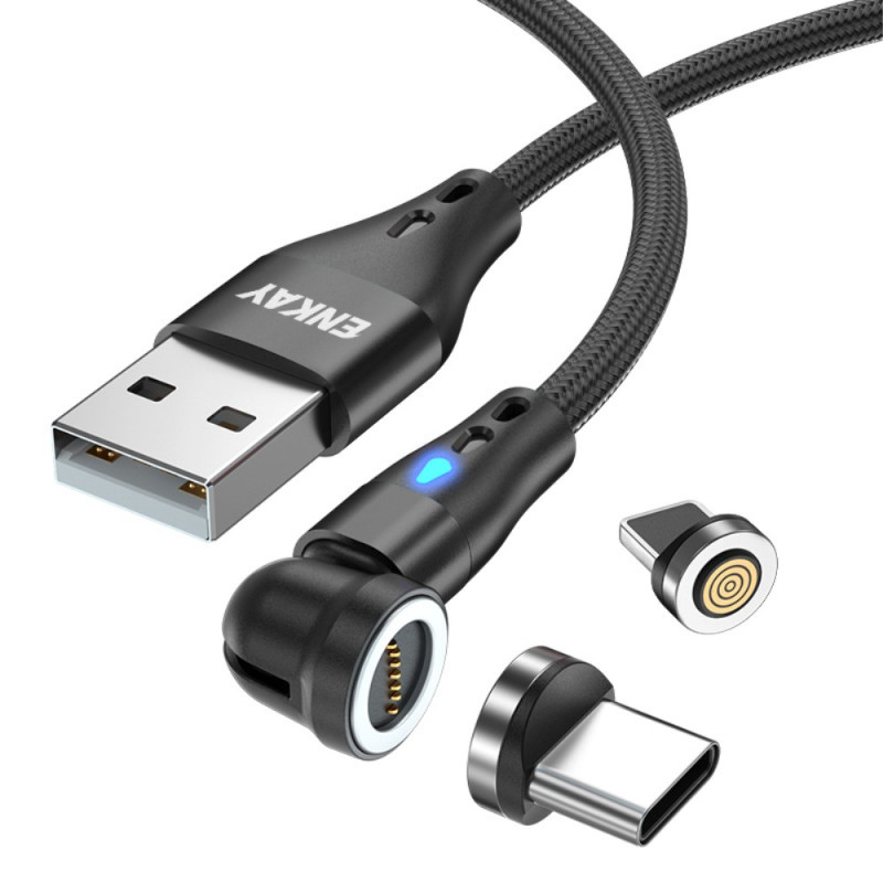 Câble de Charge ENKAY Double Embouts Magnétiques USB-C et iProduct