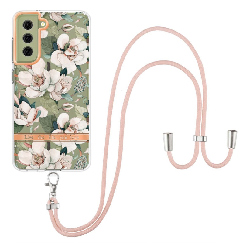 Coque Samsung Galaxy Fleurs Cordon Coloré